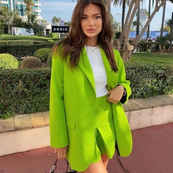 Zara Hight-Waisted Skort Green Bloggers Favorite - Picture 5 of 16